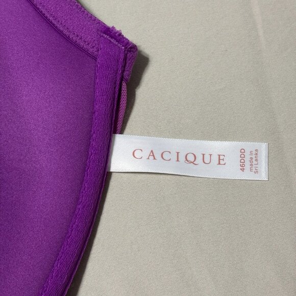 Cacique 46DDD Lightly Lined Front Closure T-Shirt Bra‎ Purple Lace Racerback - Picture 10 of 11